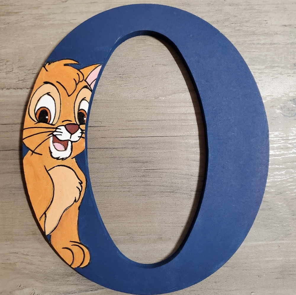 Hand painted Oliver and Company cat letter alphabet